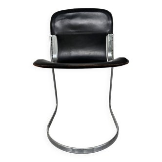 Ensemble 6 chaises vintage (1970)en cuir et acier  Cidue