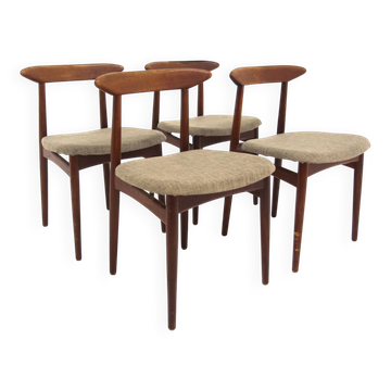 Set of 4 teak chairs by Arne Hovmand Olsen, Mogens Kold, Denmark, 1960.