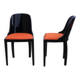 Art Deco Chair in Ebonized Wood, Orange Fabric, France, 1930