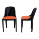 Art Deco Chair in Ebonized Wood, Orange Fabric, France, 1930