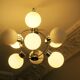 Mid century chandelier with 9 radiating milk glass globes 1970s