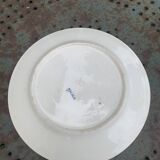 Collectible flat plate, ironstone, malaca, bird, butterfly and flower motif, made in France