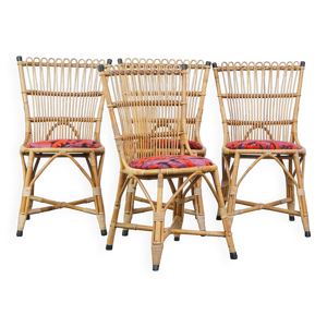 4 chaises en rotin, années
