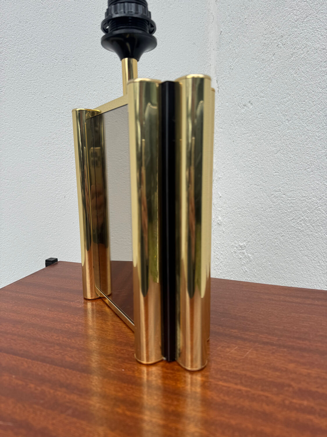 Smoked mirror lamp brass 1970s