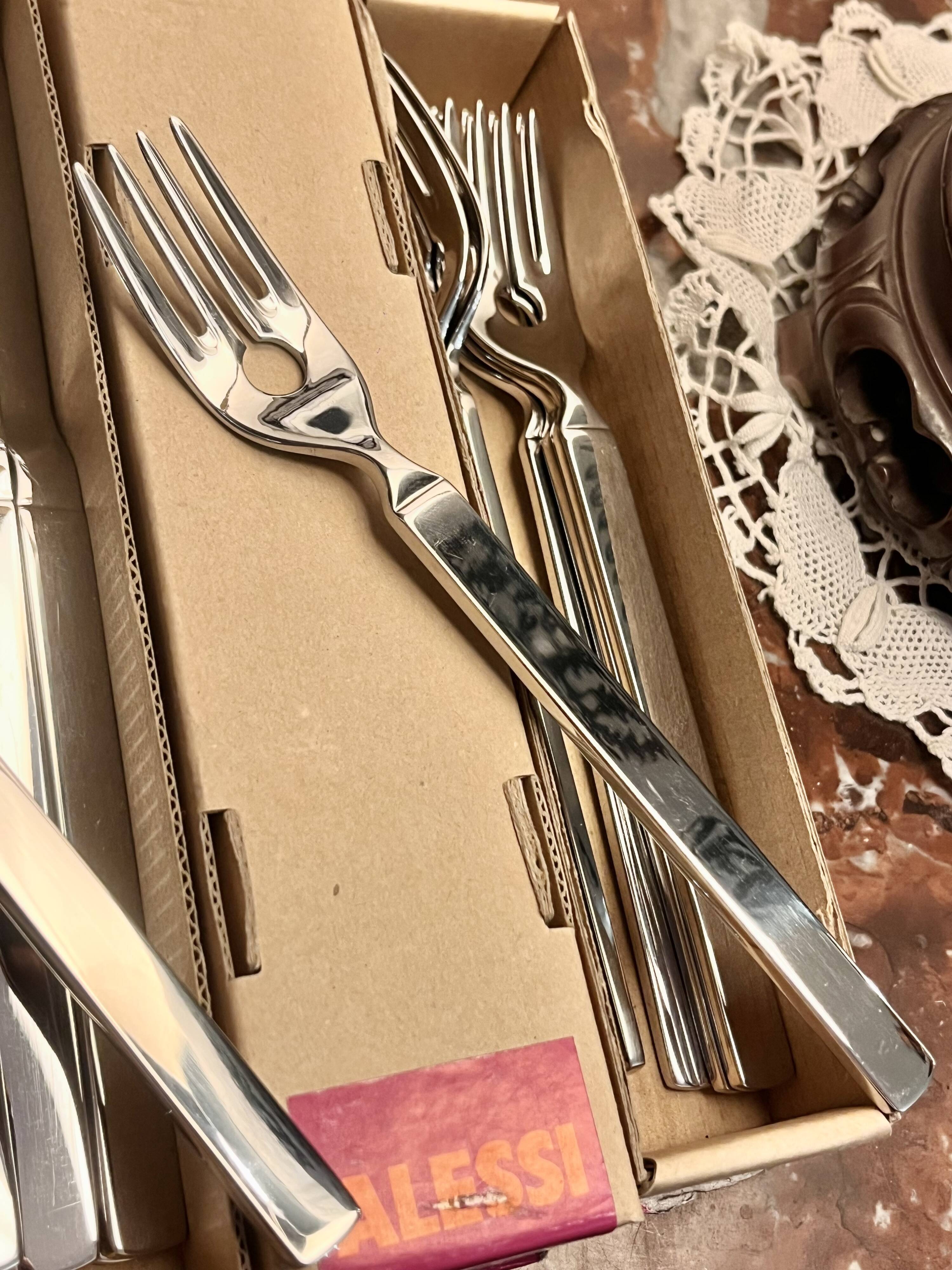 Achille Castiglioni for Alessi Set Dry Fish Knives and Forks