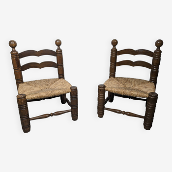 Paire de chaises de cheminée style dudouyt