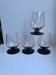 Set of 4 glasses with pink feet and black feet Art Deco 30s