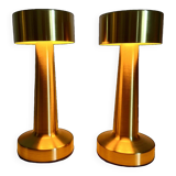Duo of golden touch lamps