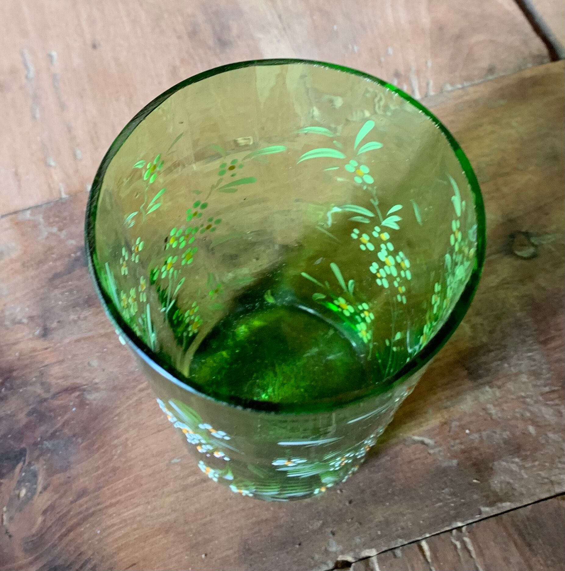 Hand-painted glass enamelled late 19th.