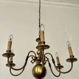 Vintage 6 Arm Brass Dutch Chandelier