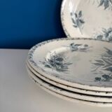 Set of 5 Vintage Badonviller Ironstone Flat Plates – Blackberry Pattern