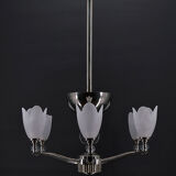 Lustre chromé Art Deco Moderniste à 6 branches, France, circa 1930