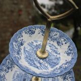 Johnson Bros. Two-Tier Serving Dish – “Coaching Scenes” – Blue English Earthenware