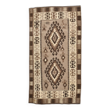 3x6 Brown Cream Handmade Antique Vintage Rug, 103x192Cm