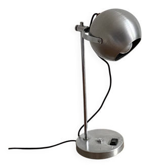 Eye ball lamp. 1970. Brushed stainless steel.