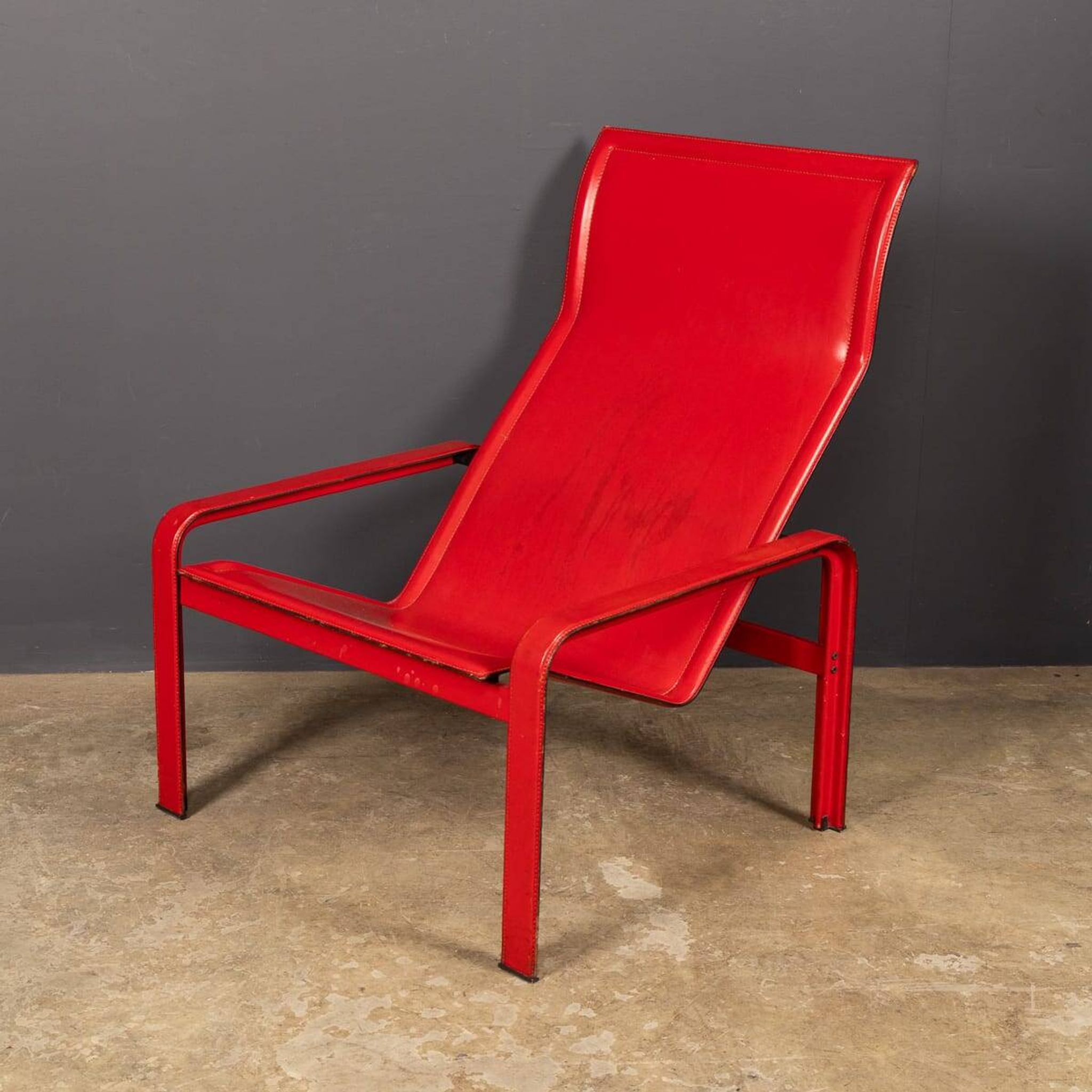 20thC Italian Red Leather Chair By Toussaint & Angeloni For Matteo Grassi