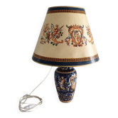 Grande lampe à poser faïence de Gien abat-jour d'origine - Renaissance