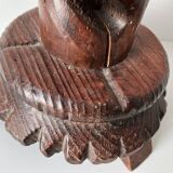 50s turned wooden pedestal ashtray, vintage rustic ashtray