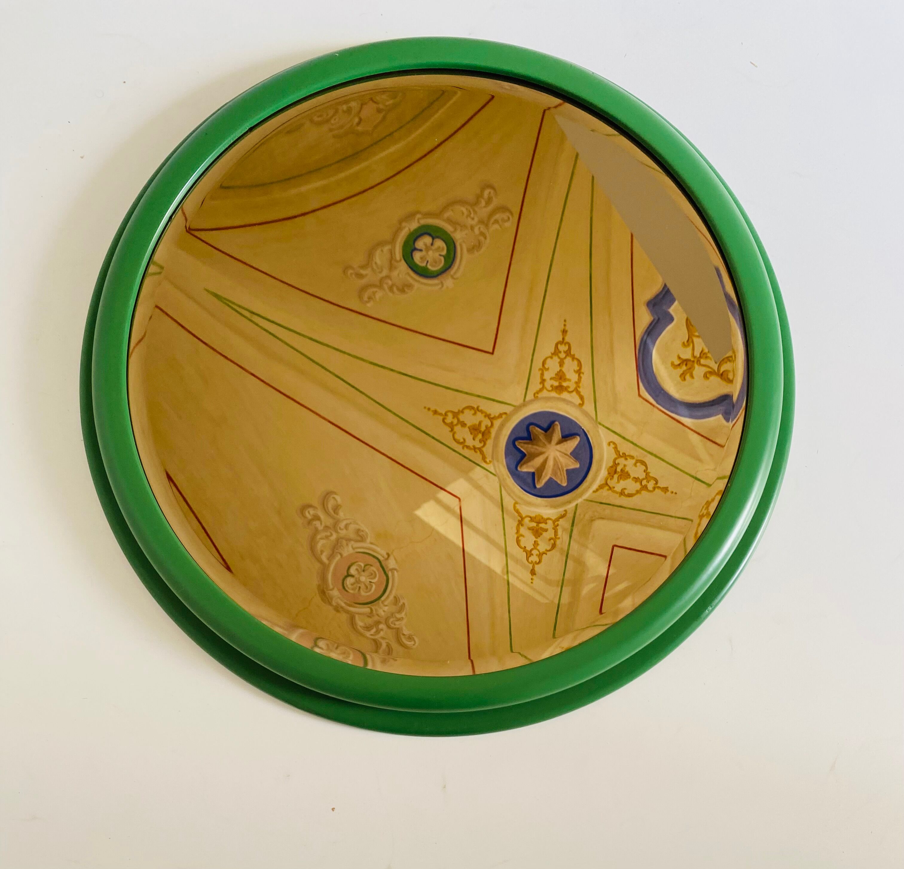 1960s vintage green wall mirror