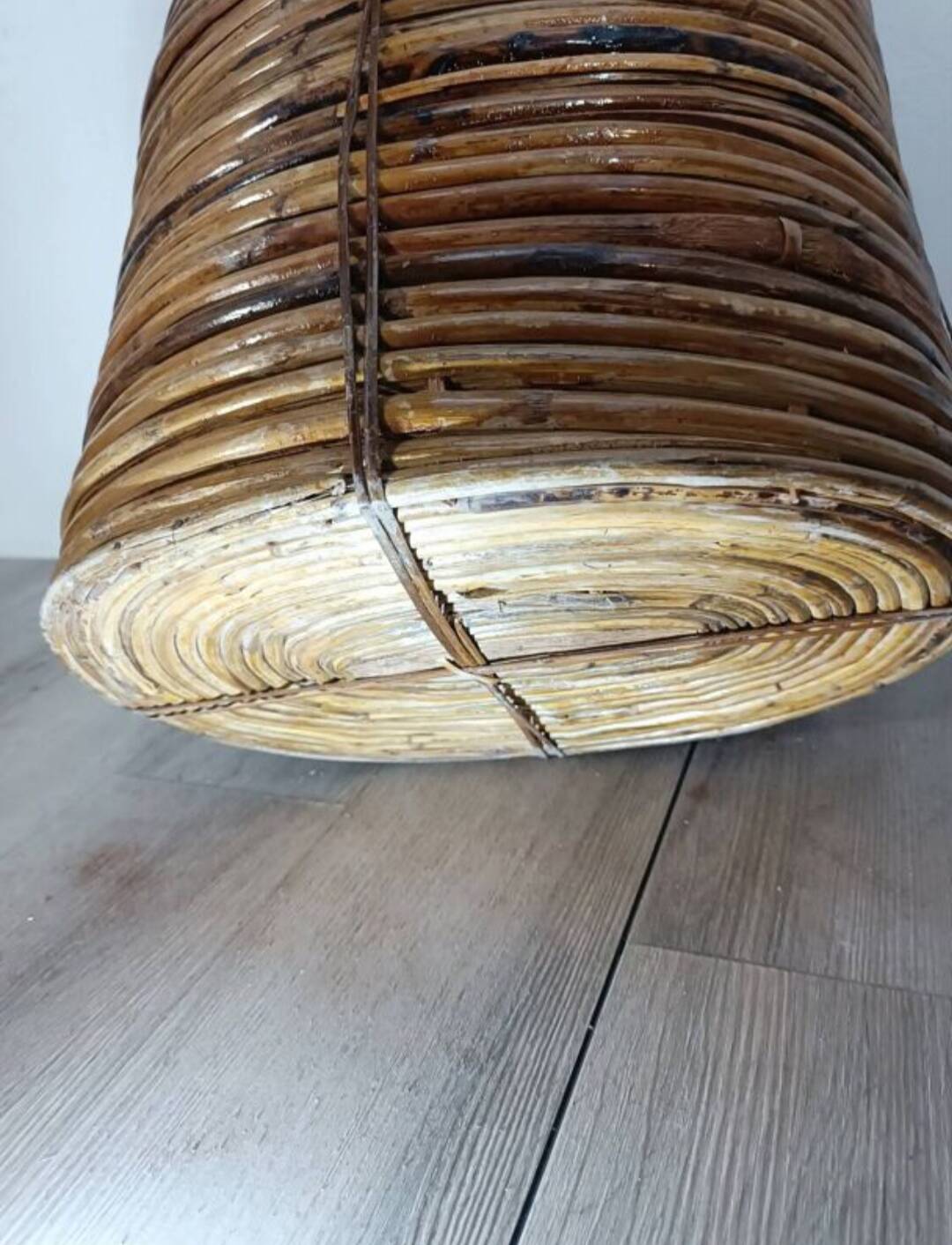 Bamboo and brass plant holder, 1970s
