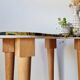 Tapered leg console table - bean-shaped canvas top