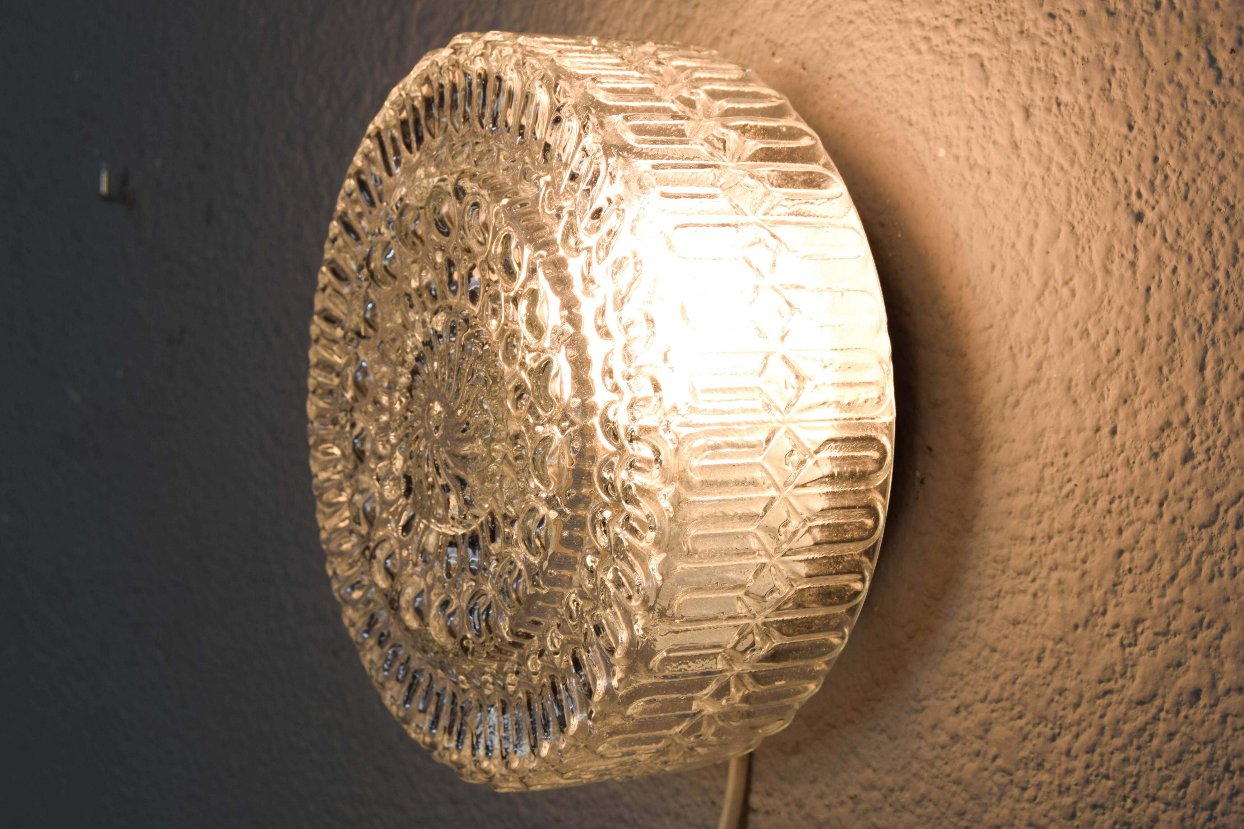 Mid Century Modern Germany Cut Glass Flush Mount or Sconce 60s