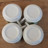 4 vintage cups with green tile decor