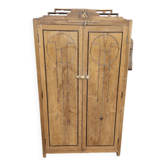 Ancienne armoire Art déco en teck birman