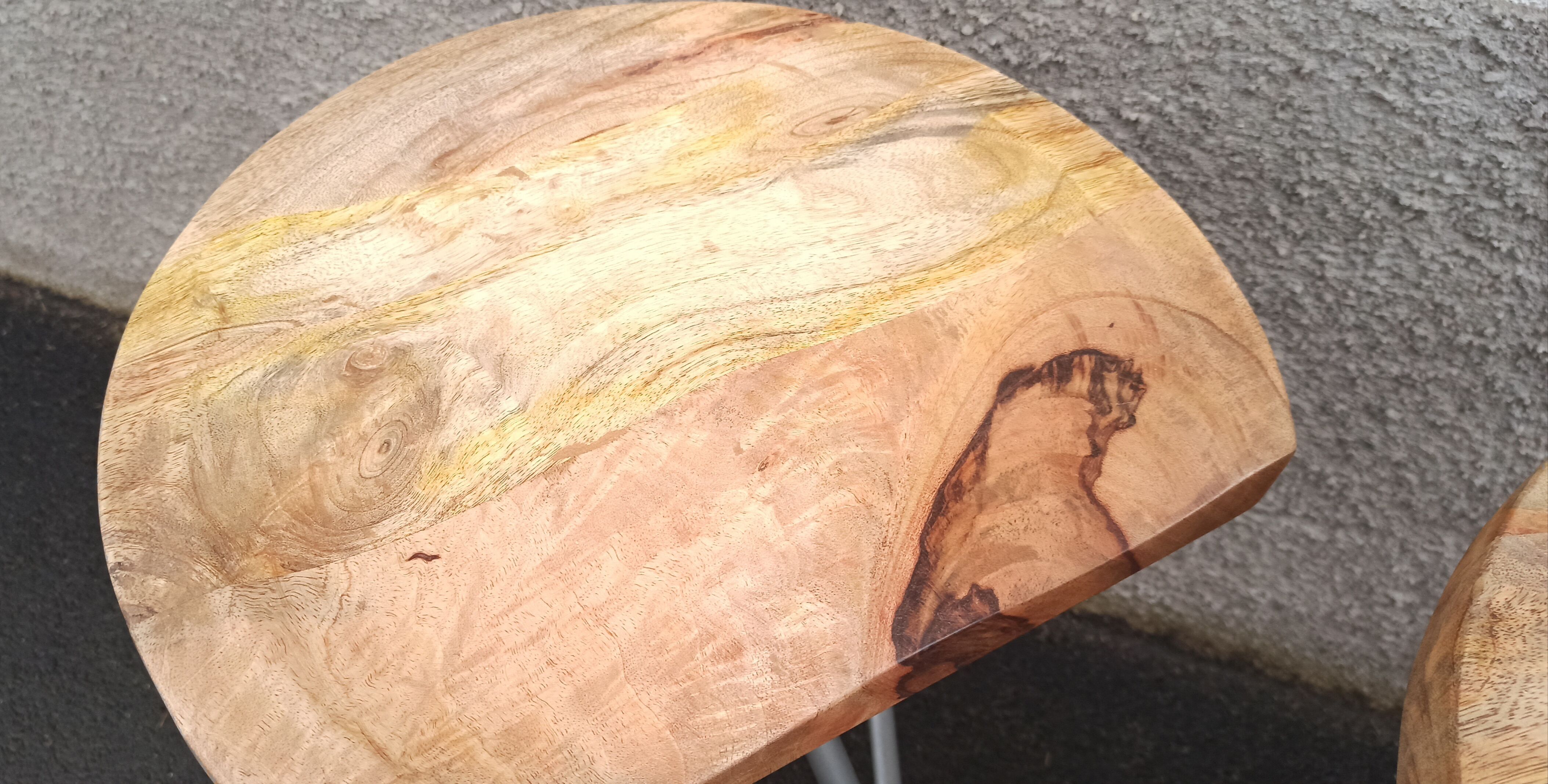 Set of 6 wooden stools with adjustable metal legs