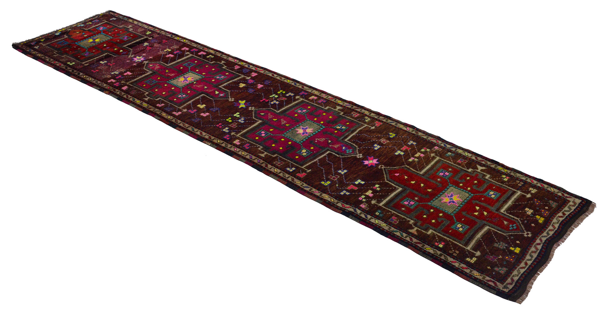 Anatolian handmade vintage rug 350 cm x 85 cm