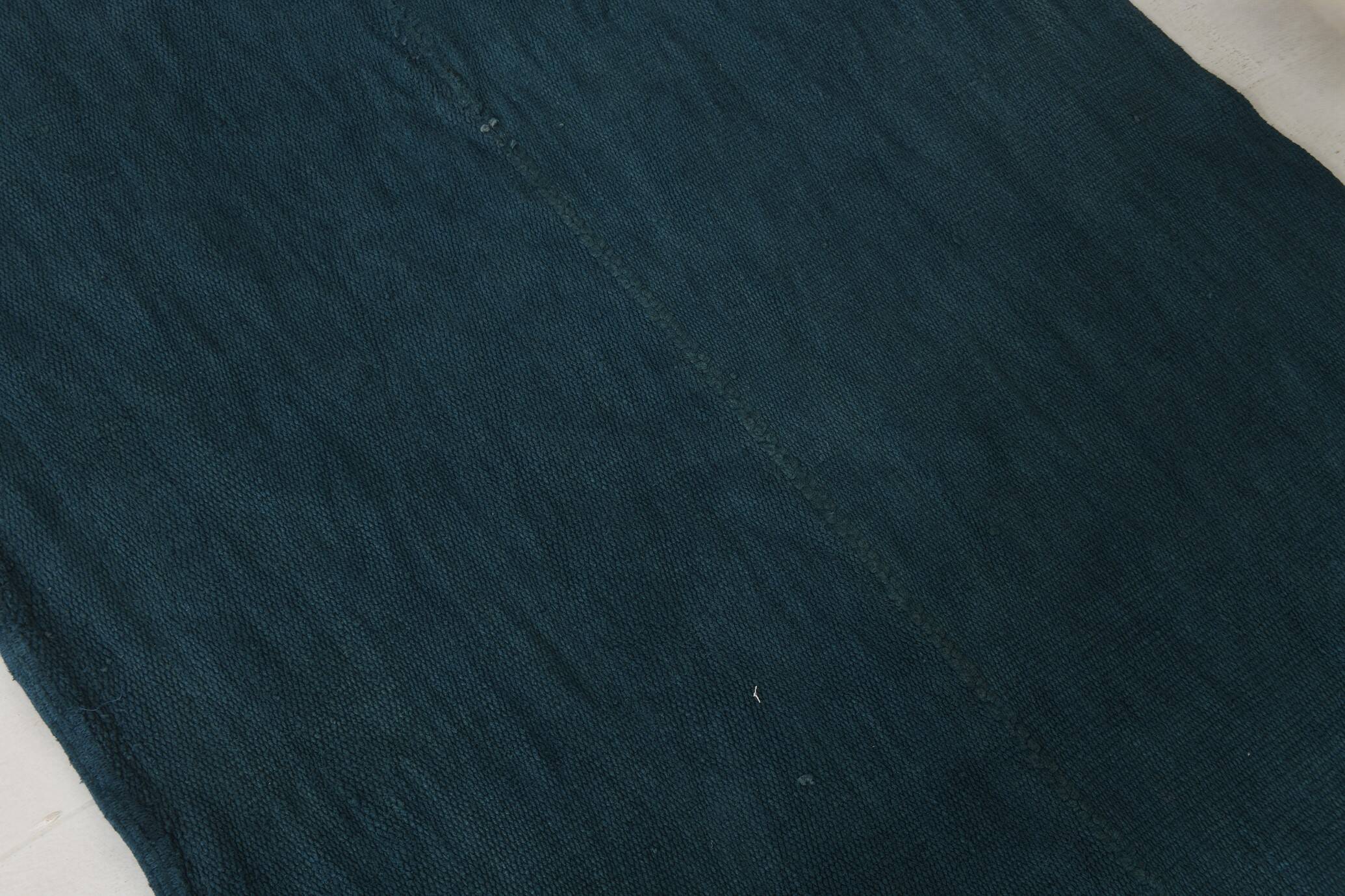 4x8 Deep Blue Decorative Turkish Kilim Rug, 128x235 Cm