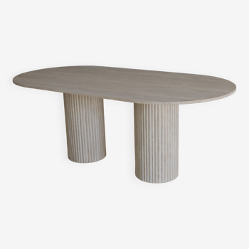 Olya oblong dining table 150x90 in natural travertine