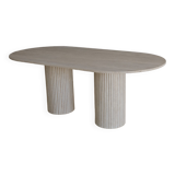 Olya oblong dining table 150x90 in natural travertine
