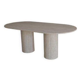 Olya oblong dining table 150x90 in natural travertine