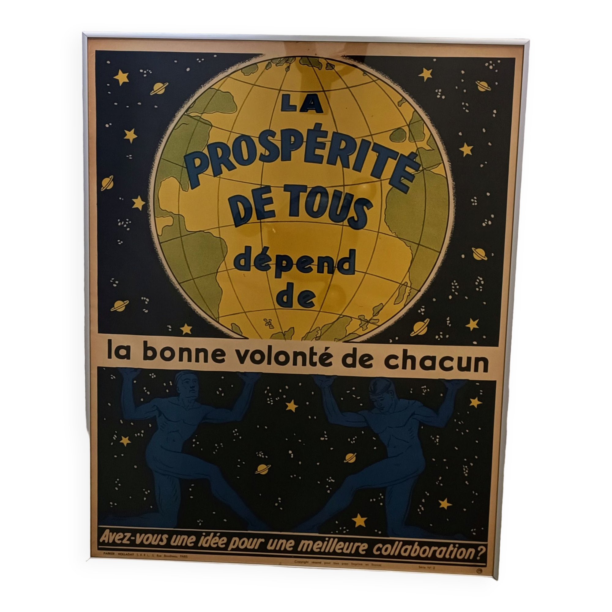 Affiche 1920 « la prospérité de tous dépend de la bonne volonté de chacun » -