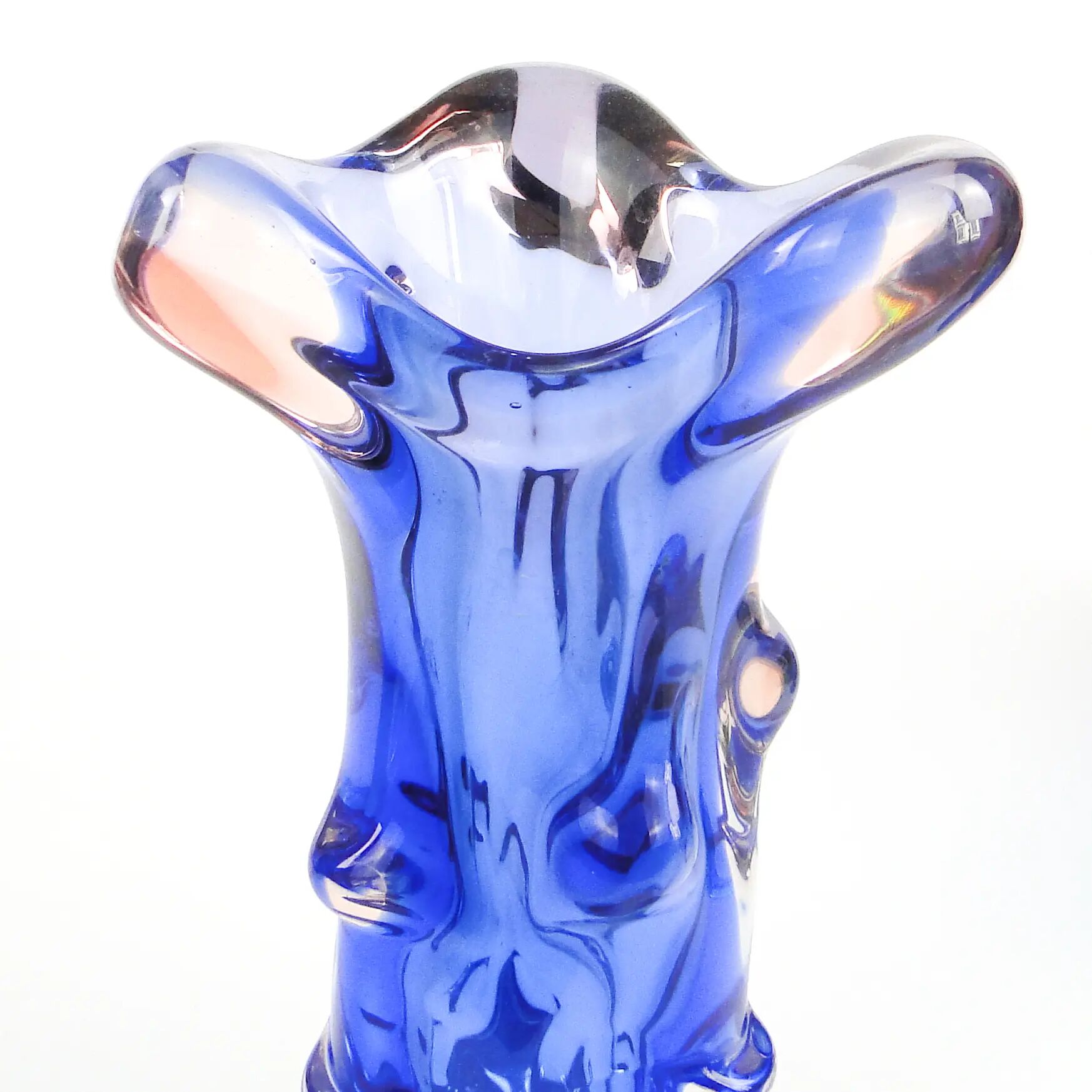 Vase moderne du milieu du siècle, en verre, conçu par J. Hospodka, Tchécoslovaquie, années 1960.