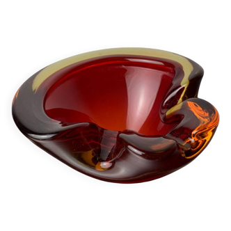 Red and Yellow Murano Glass Sommerso Pocket Tray by Flavio Poli