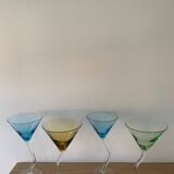 Set de 4 verres à cocktail dansant multicolor, 1990