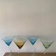 Set of 4 multi-colored dancing cocktail glasses, 1990