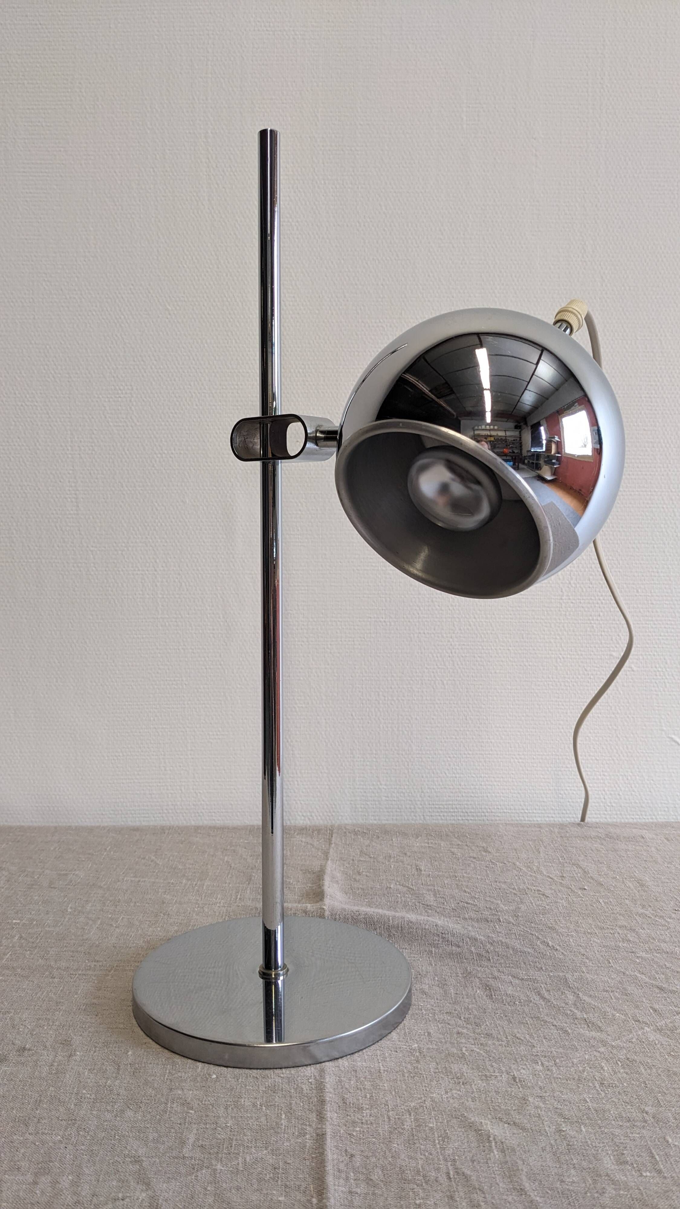 Chrome eye ball lamp, space age, Germany circa 1970.