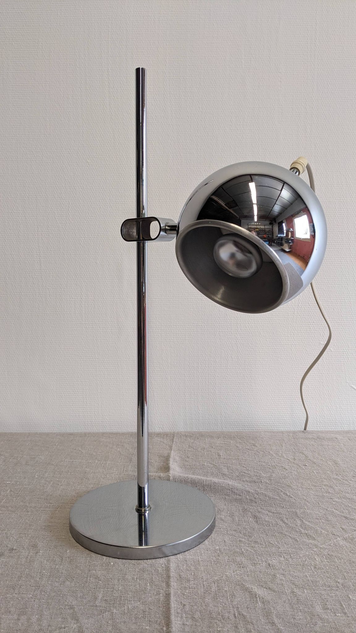 Chrome eye ball lamp, space age, Germany circa 1970.