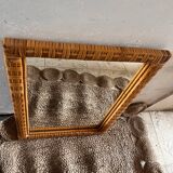 Miroir tressé rotin vintage