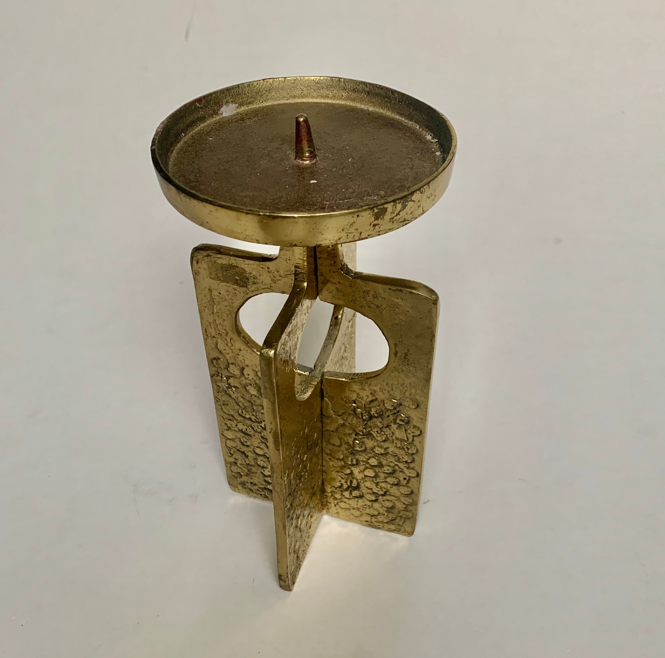 Brutalist bronze candleholder, 1970s