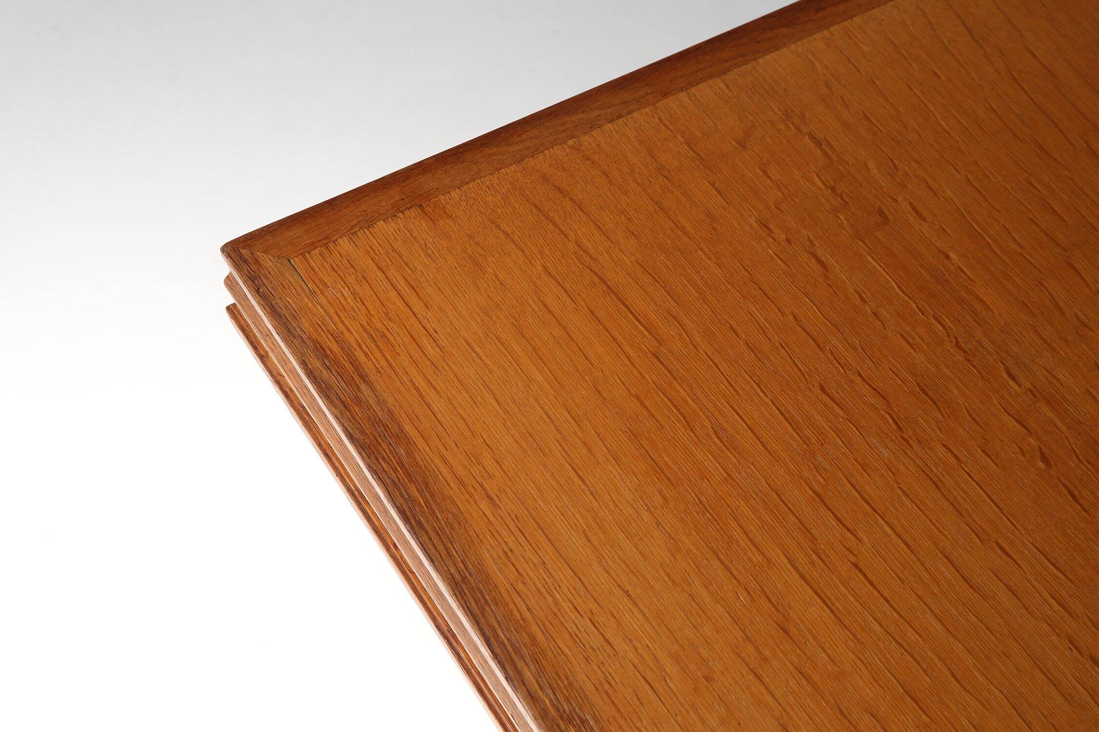 Art Deco Oak Coffee Table with Sculpted Details, Belgium 1940s