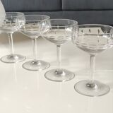 Lot of 6 x Champagne Coupes/Verreries Doyen. Art Deco. In half crystal.