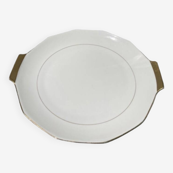 Plat à gâteau porcelaine de Limoges dorée