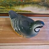 Collectible ceramic terrine Michel CAUGANT model gray partridge handmade
