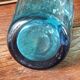 Large blown crystal bottle, twisted, turquoise blue, early 20th century.