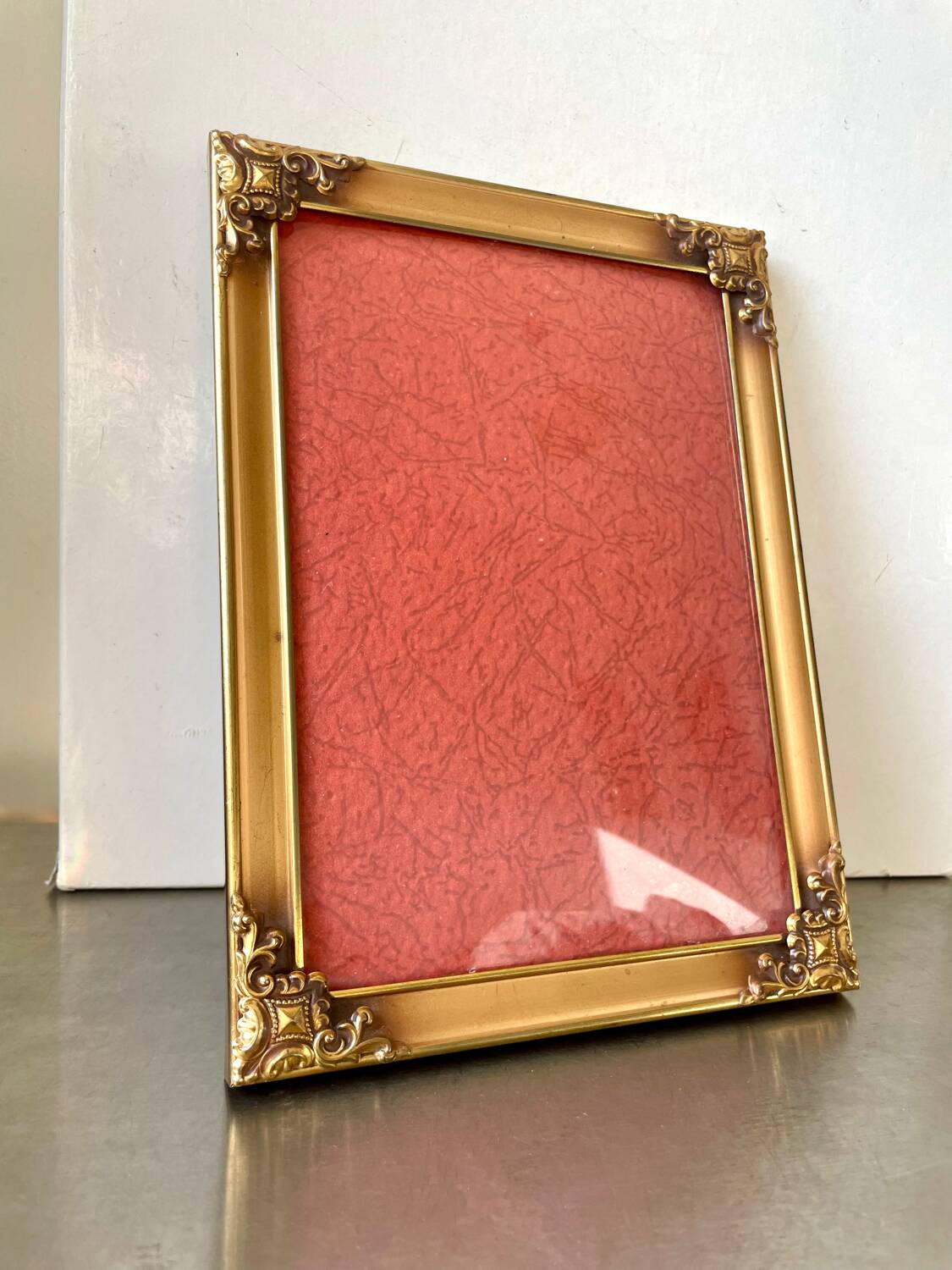 Vintage Metal Picture Frame 23 cm x 17 cm CONVEX glass