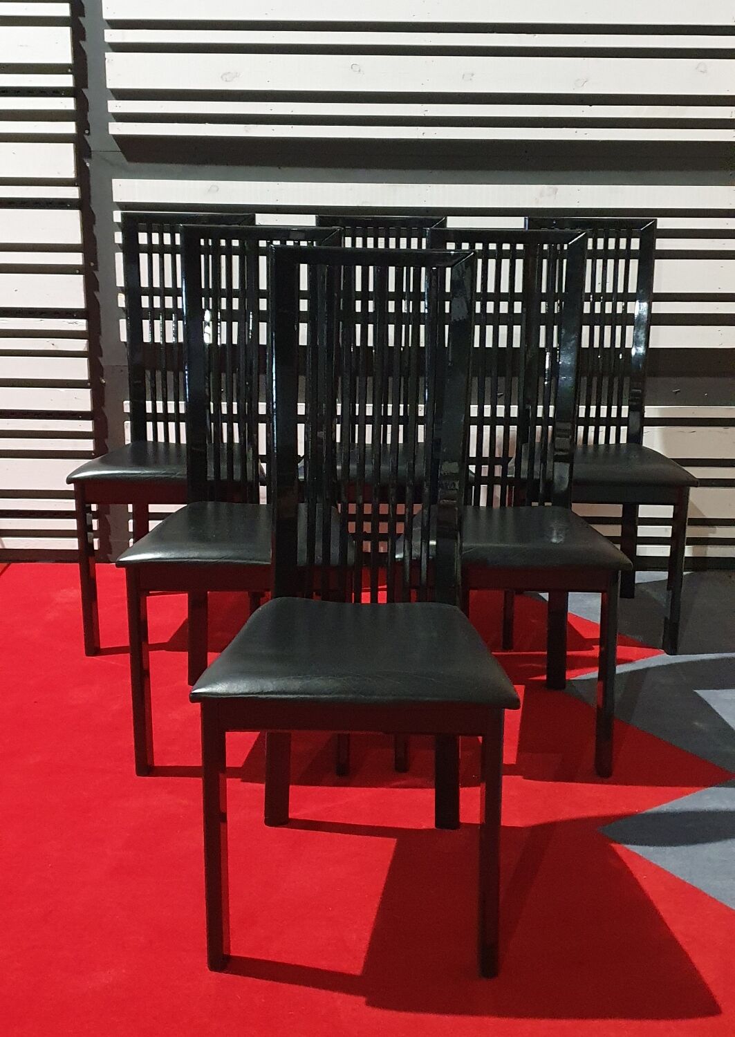 Maurice Villency GC Colombo Italia black lacquer high-gloss dining set